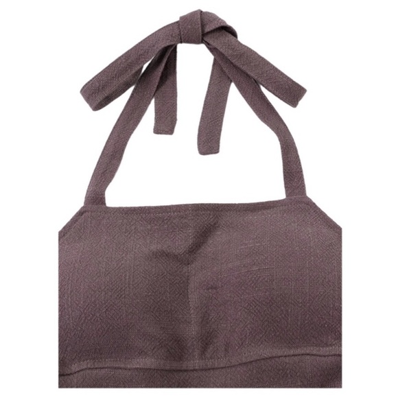 Fashion Brand Company Brown Linen Apron Halter Dress Small S FBC Penelope Gazin - Picture 4 of 8